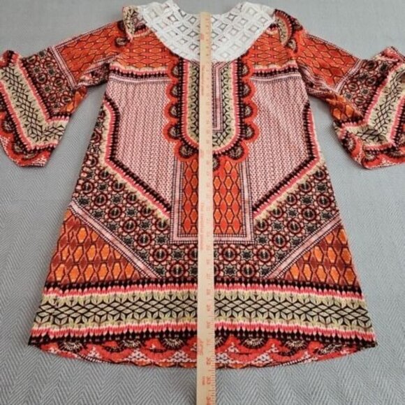 Fig & Flower Blouse Size Medium Red Floral Boho Peasant Tunic Lined Festival GUC - Picture 12 of 14